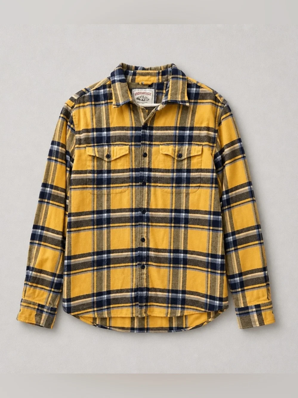 American Eagle Outfitters Yellow Plaid Button-Front Shirt Jacket